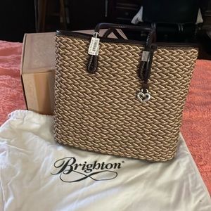 Brand NWT Stunning Brighton Handbag Woven Straw cord w/Braided Leather Handle